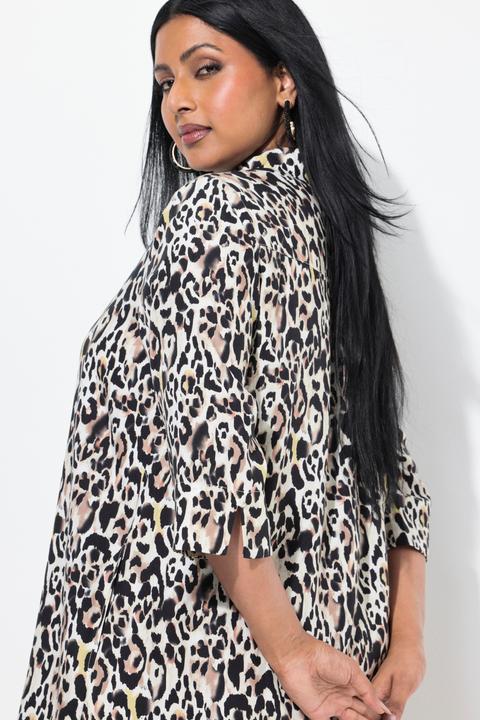 Produktbild Ulla Popken Lyocell-Longbluse, A-Linie, Hemdkragen, 3/4-Arm (46, 48)