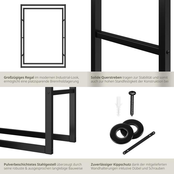 Actual product image tectake Kaminholzregal Tuby, für In- & Outdoor, 100,5x25x150cm