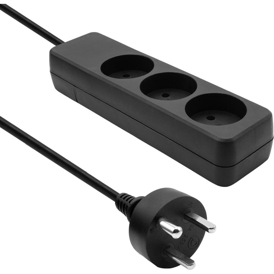 ProXtend, Steckdosenleiste, Danish Power Strip 3-way 4M IT Black (3 x, CEE 7/3, 4 m)