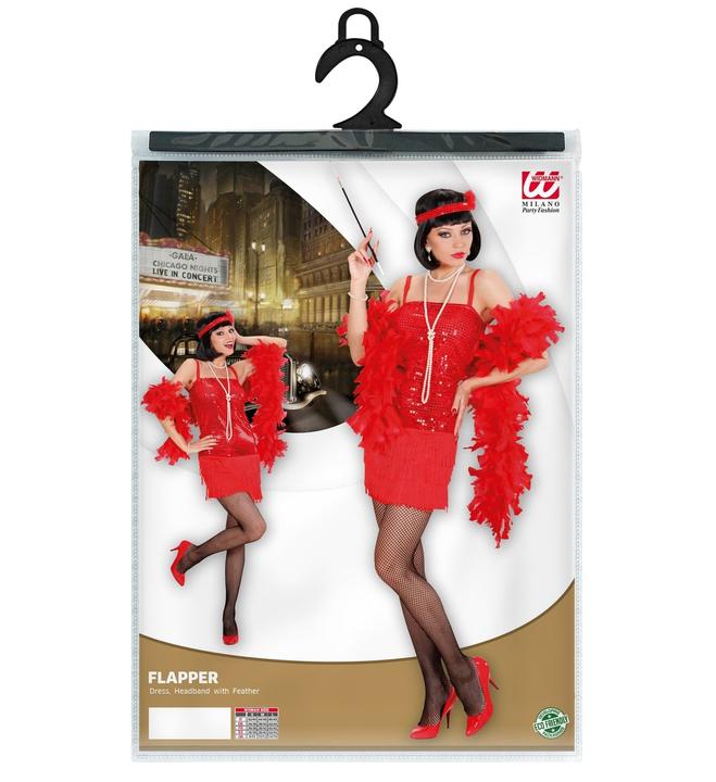 Produktbild Widmann Charleston Kleid mit Stirnband und Feder rot (S, M, L)