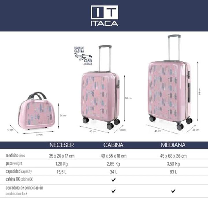 Immagine prodotto Itaca Set valigie con ruote per bagaglio a mano e trolley, comodo e pratico