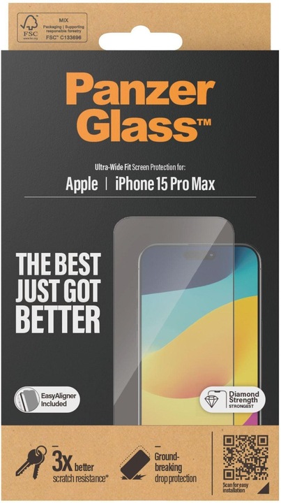 Actual product image PanzerGlass Screen Protector (1 Piece, Apple iPhone 15 Pro Max)
