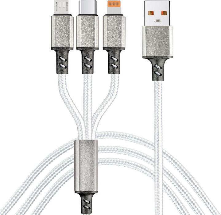 Ideoon 3 in 1 USB Kabel (1.20 m, USB 2.0, 25 W)