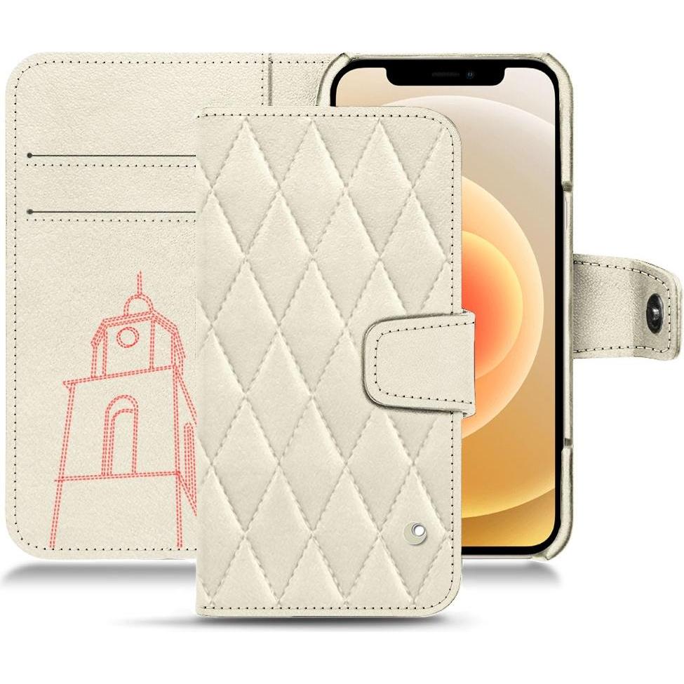 Noreve Lederschutzhülle Wallet (Apple iPhone 12), Smartphone Hülle, Weiss