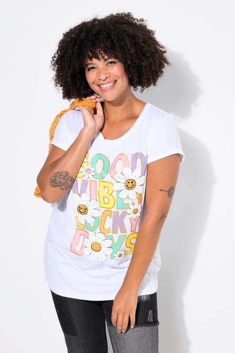 Produktbild Angel of Style T-Shirt, Blumen/Statement-Motiv, Halbarm (46)