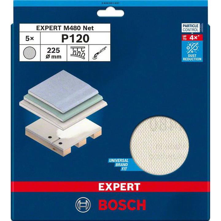 Produktbild Bosch Professional Zubehör EXPERT M480 Schleifnetz, 225 mm, G 120, 5 Stück (120)