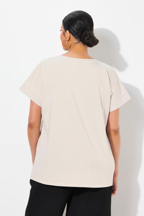 Immagine prodotto Ulla Popken T-shirt dal taglio oversize con ananas brillante, scollo a girocollo e mezze maniche (62)