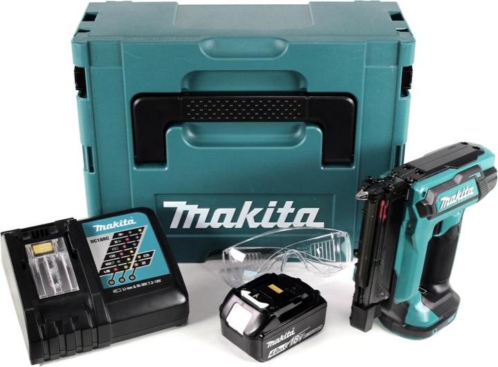 Actual product image Makita DPT 353 RM1J 18 V Li-Ion battery pin tacker in Makpac + 1 x 4.0 Ah battery + charger