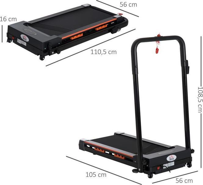 Actual product image Swisshandel24 Electric treadmill with LCD display, foldable fitness machine, 1-6 km/h, steel, black, 105 x 56 x