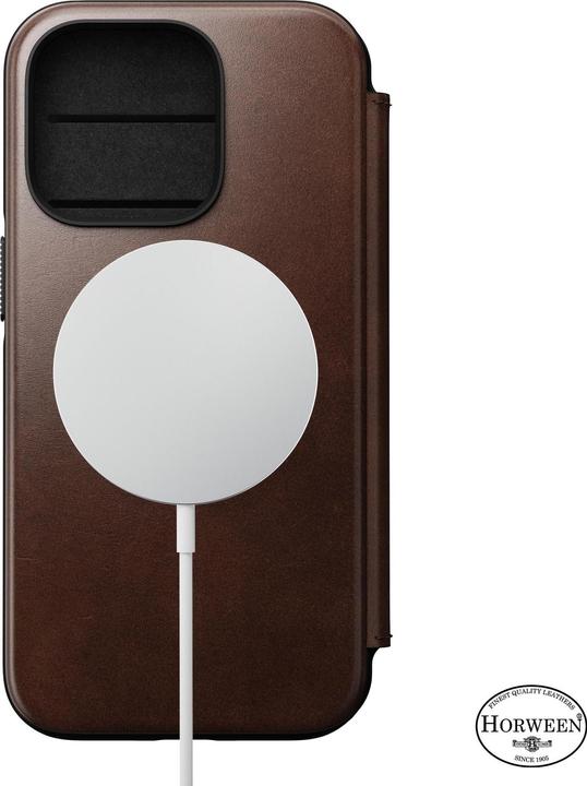 Actual product image Nomad Book Cover Modern Horween Leather Folio iPhone 14 Pro Brown (Apple iPhone 14 Pro)