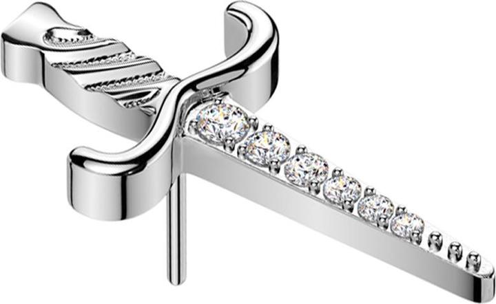 Produktbild Star Piercing Threadless Dolch silber Kristalle silber (ohne Messing, Titan)