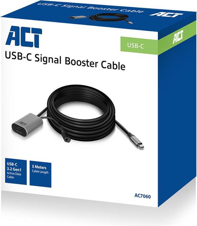 Produktbild ACT AC7060 USB Kabel 5 m USB 3.2 Gen 1 (3.1 Gen 1) USB C Schwarz (5 m, USB 3.2 Gen 1)