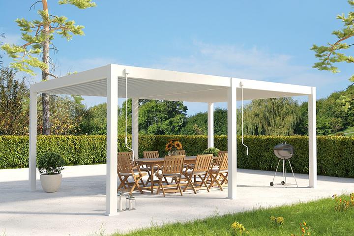 Produktbild Weide Pergola Deluxe Plus 4x6m mit Lamellendach Weiss (400 cm, 600 cm)