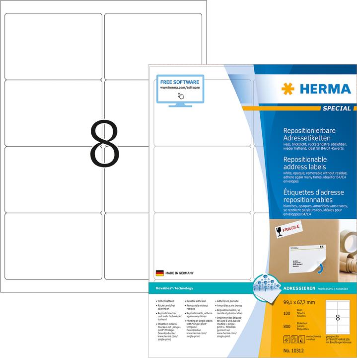 Produktbild HERMA Ablösbare Etiketten A4