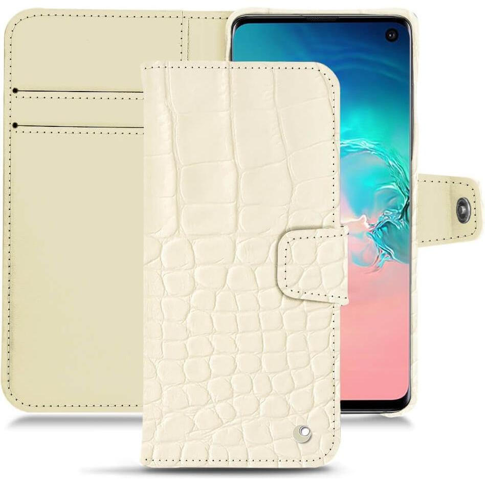 Noreve Lederschutzhülle Wallet (Samsung Galaxy S10e), Smartphone Hülle, Weiss