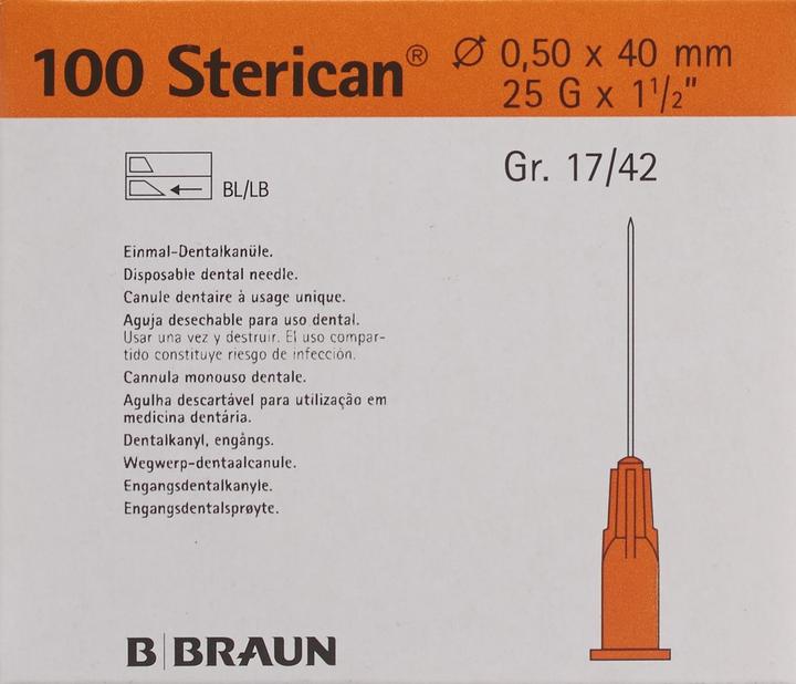Produktbild B.Braun Nadel Dent 25G 0.50 x 40mm orange Luer, 100 Stück