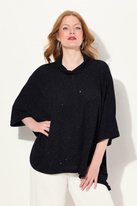 Actual product image Ulla Popken Sparkling Draped Collared Tee (58, 60, 62)