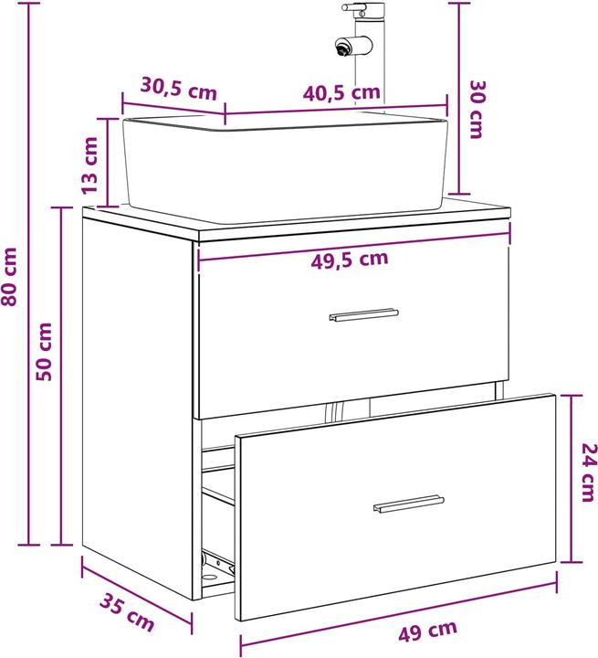 Produktbild vidaXL Waschbecken Unterschrank