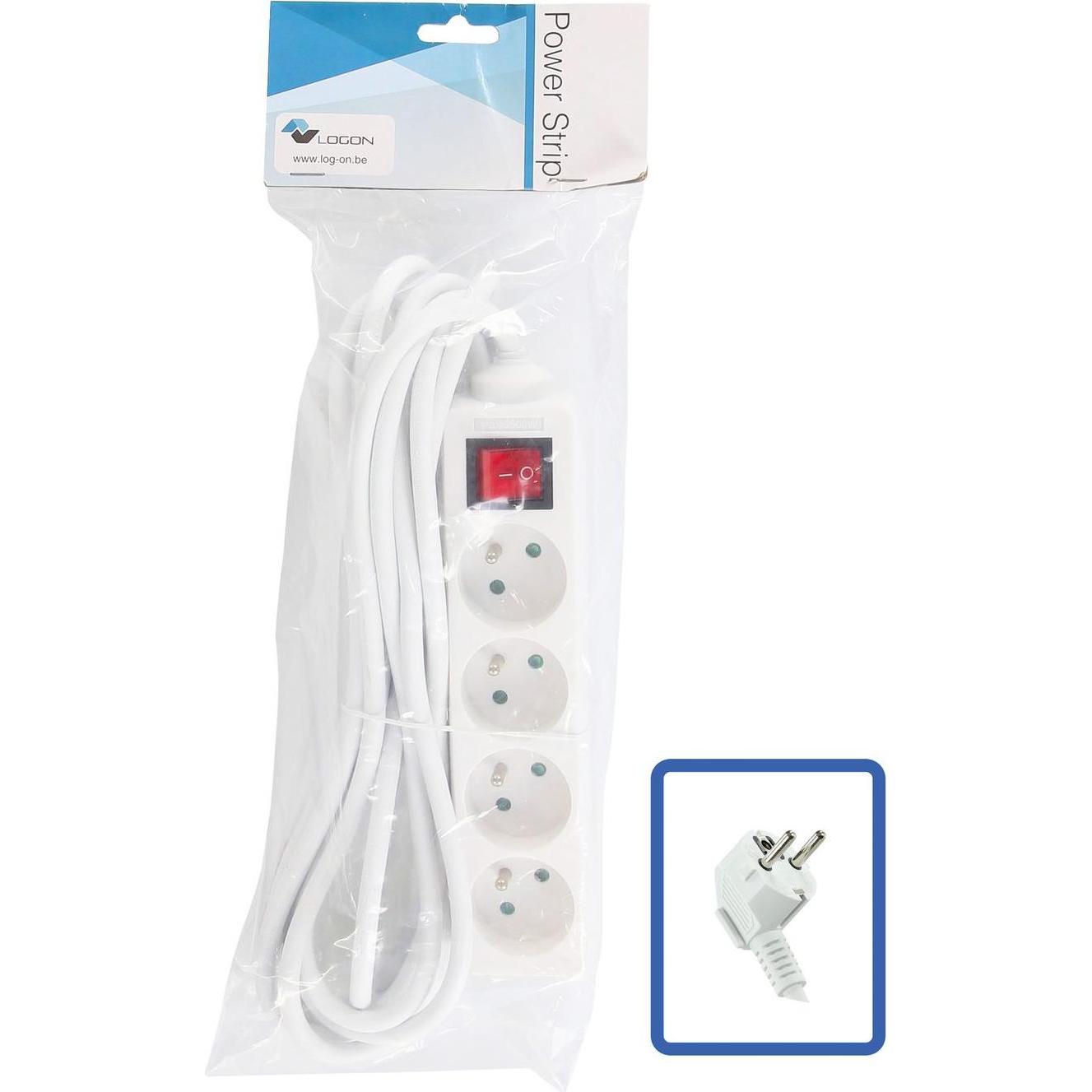 Logon, Steckdosenleiste, 4-WAY POWER STRIP: WHITE - (4 x, 5 m)