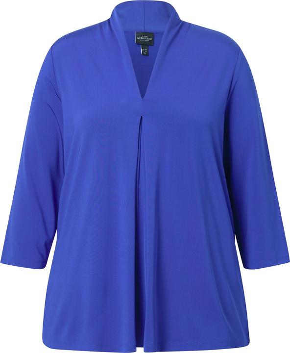 Immagine prodotto Ulla Popken Maglia dal taglio svasato in tessuto fluente con scollo montante, piega decorativa e maniche a 3/4 (54)
