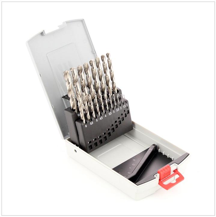 Produktbild Bosch Professional Zubehör PRO Metal HSS-G Spiralbohrer-Set, 19-tlg. (1 mm, 1.5 mm, 2 mm, 2.5 mm, 3 mm, 3.5 mm, 10 mm, 7 mm, 7.5 mm, 8 mm, 8.5 mm, 9 mm, 9.5 mm, 4 mm, 4.5 mm, 5 mm, 5.5 mm, 6 mm, 6.5 mm)