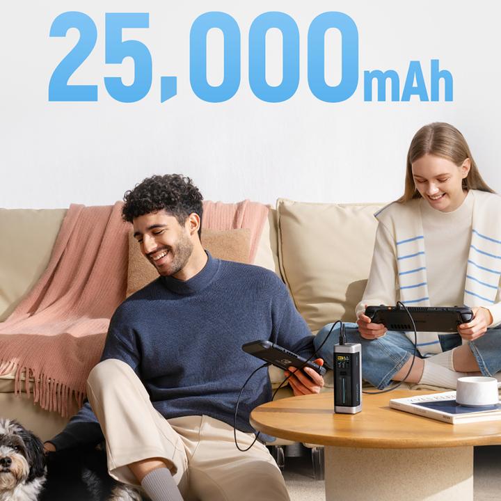 Actual product image Cuktech Powerbank CUK00P23GLBK 210W 25000mAh Power Bank 2 x USB-C 1 x USB-A - schwarz (25000 mAh, 210 W)