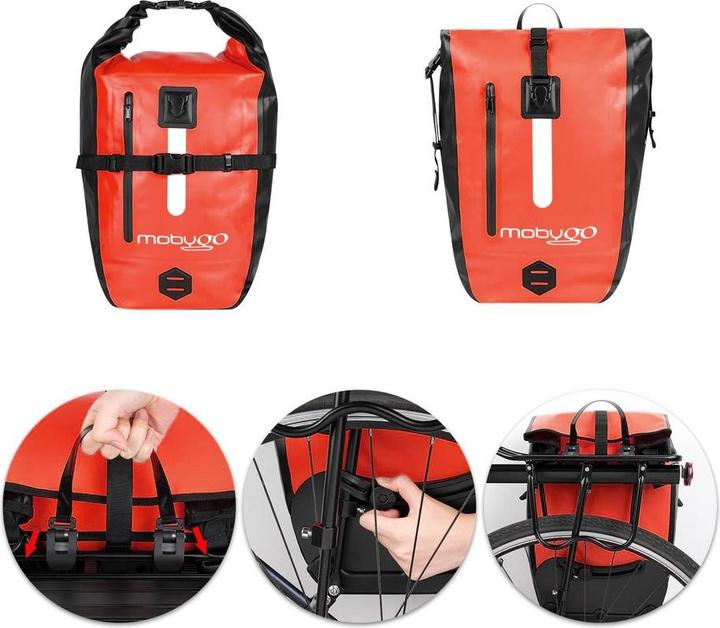 Immagine prodotto Mobygo Borsa impermeabile per bicicletta CB25L, rosso (27 l, Borsa portapacchi)