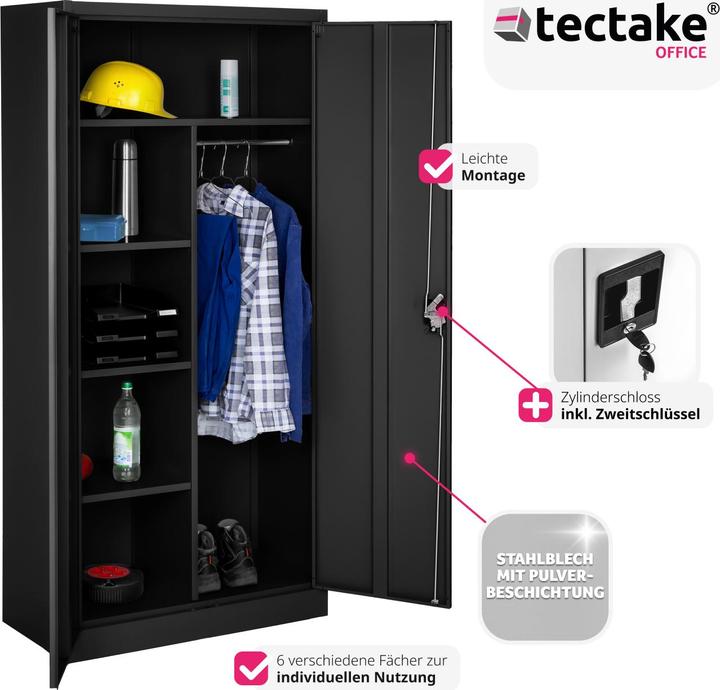 Immagine prodotto tectake Armadio per archiviazione (180 x 80 x 40 cm)