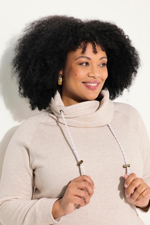 Actual product image Ulla Popken Drawstring Collar Long Sleeve Sweatshirt (46, 48)
