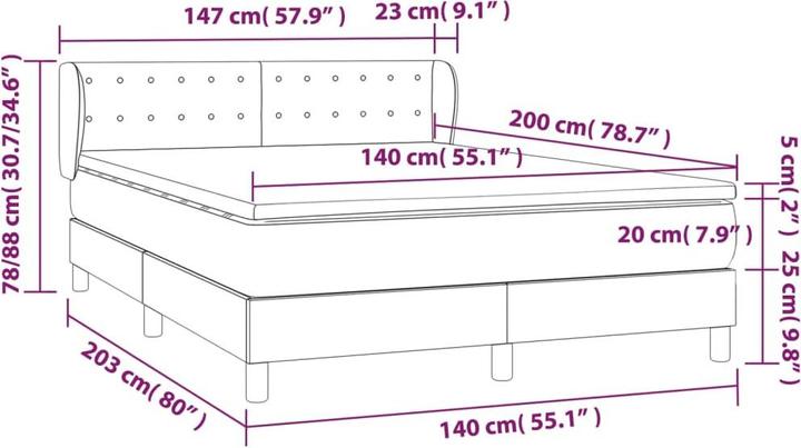 Actual product image vidaXL Boxspringbett (140 x 200 cm)