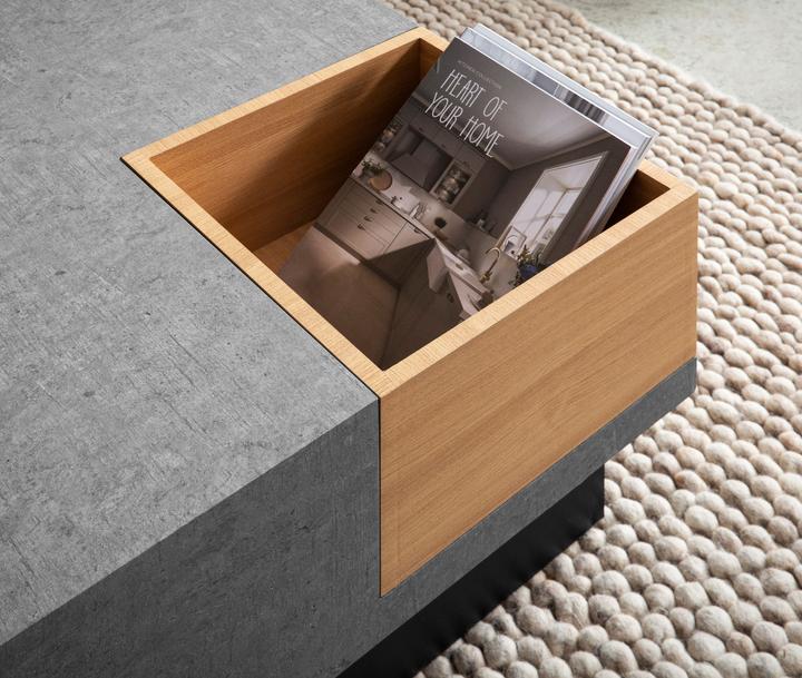 Actual product image FineBuy Couchtisch Sofatisch Grau 65 cm Beton Optik Wohnzimmertisch Stauraum (65 x 65 cm)