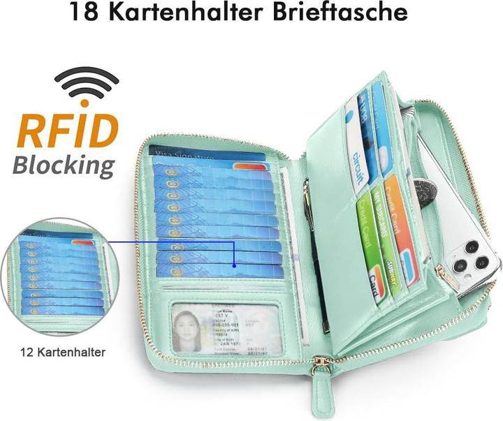 Produktbild Only-Bags.Store Kleines Portemonnaie mit Kreditkartenfächern, Handytasche mit Reissverschluss um 2 Riemen