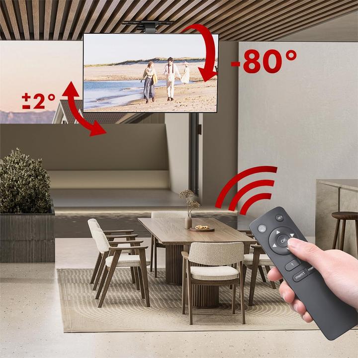 Produktbild Maclean Elektrische Deckenhalterung mit Motor, Tuya-Fernbedienung, Neigung -80°, Anti-Kollisionsschutz (Decke, 45 kg, 43" - 86")