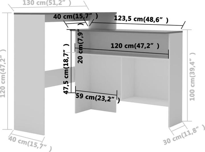 Produktbild vidaXL Bartisch (130 x 40 x 120 cm)