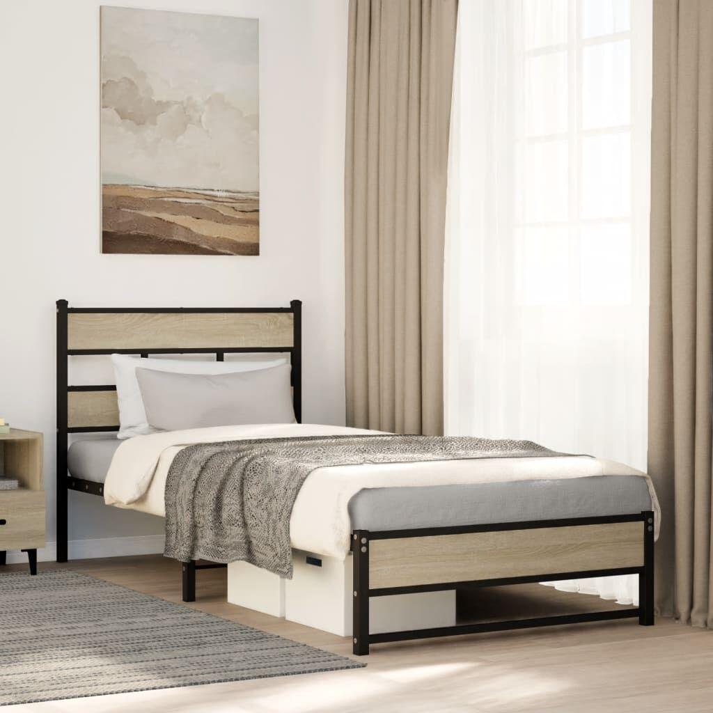 Thumbnail - VidaXL, Bett, Metallbett Bett Lattenrost Einzelbett Bettgestell ohne Matratze 80x200cm (80 x 200 cm)
