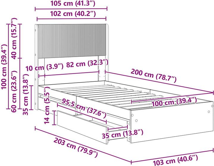 Produktbild vidaXL Bettrahmen (100 x 200 cm)