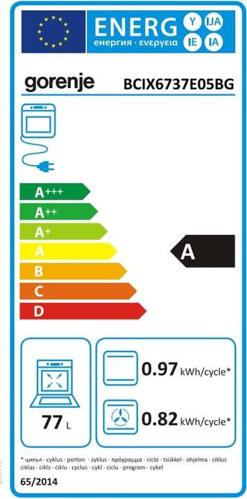Energy Label Gorenje GORE built-in cooker set
