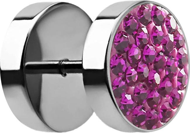 Produktbild Star Piercing Fake Plug mit Kristall fuchsia (ohne Messing, Chirurgenstahl 316L)