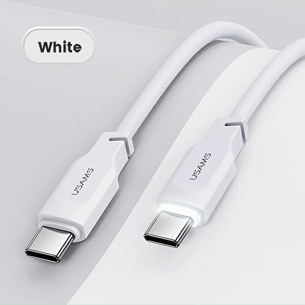 Image du produit Usams Câble de charge type-C vers type-C - Blanc (1.20 m, USB 2.0, 100 W)