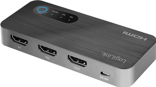 Produktbild LogiLink HDMI-Switch, 2x1-Port, 8K/60 Hz, HDCP, HDR, VRR, CEC