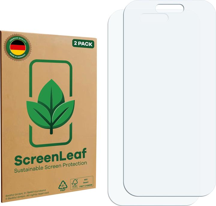Actual product image ScreenLeaf Screen Protector sustainable Screen Protection, clear, anti-scratch (2 pcs., Apple iPhone 17)