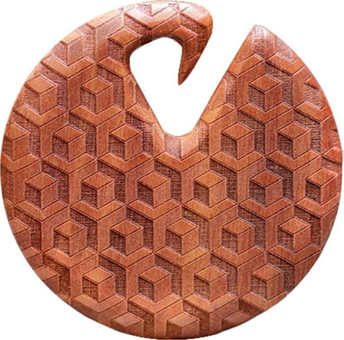 Produktbild Star Piercing Ohrgewicht Teller 3D Illusion aus Sawo Holz (ohne Messing, Organisch)
