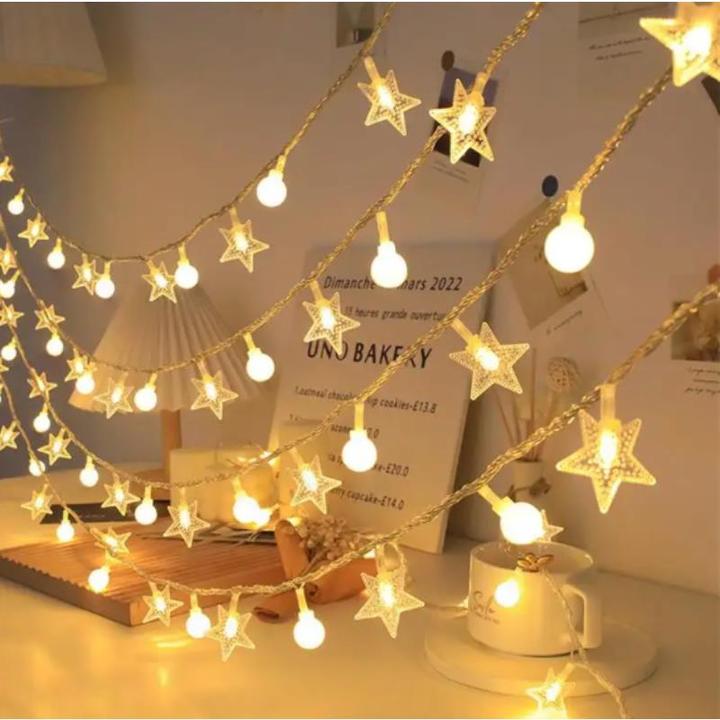Produktbild Emos Lichterkette 6 m (40 LED-Lichter) Sterne + Kugeln mit USB-Anschluss, WARMWEISS (6 m)