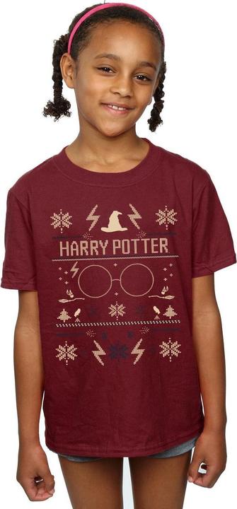 Actual product image Girls Christmas Pattern Cotton T-Shirt (116)