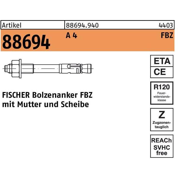 Thumbnail - Fischer, Dübel, Bolzenanker FBZ 8/10 R (50 Stk.)
