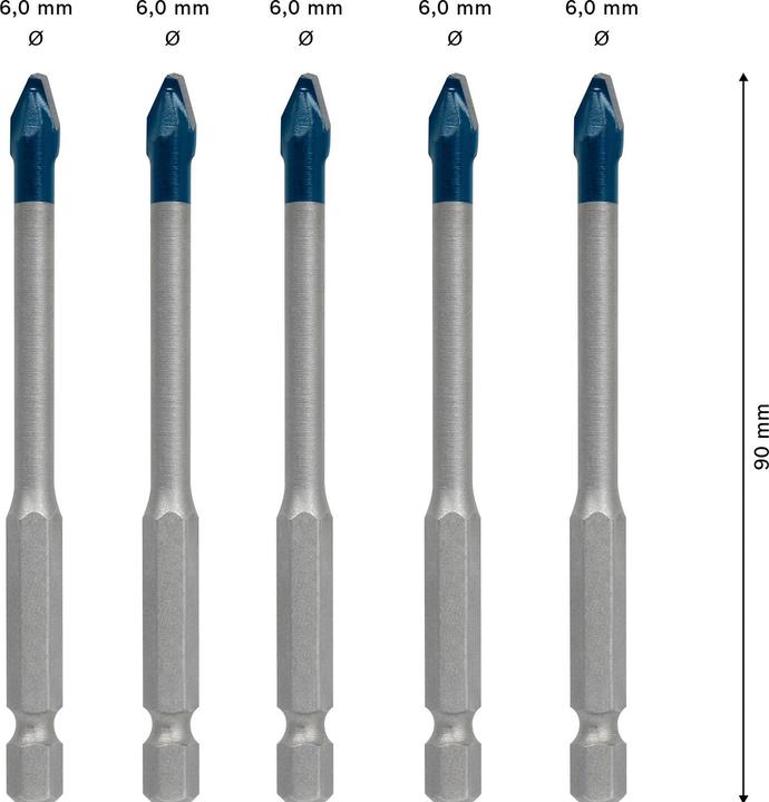 Actual product image Bosch Professional Zubehör Expert HEX-9 HardCeramic roof tile drill bit set, 6 mm, 5 pcs. (6 mm)