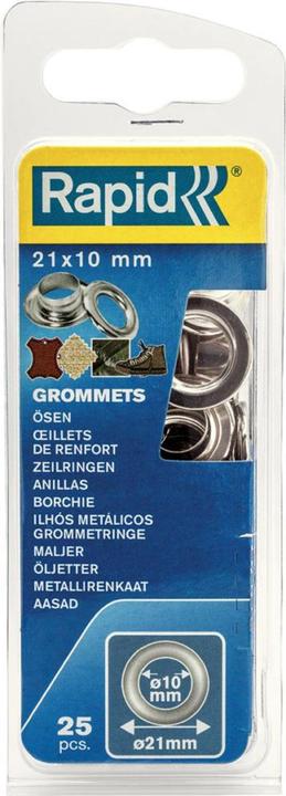 Actual product image Rapid Eyelets with ring 10x21mm 25 pieces + insertion tool