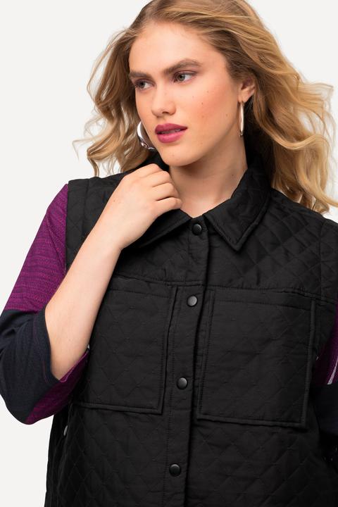 Actual product image Ulla Popken Quilted Snap Front Crop Vest (54)