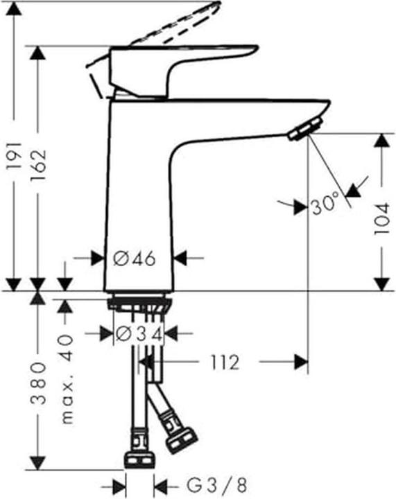 Produktbild hansgrohe HG EH-WT-MI TALIS E 110 ohne Ablaufgarnitur brushed black chrome