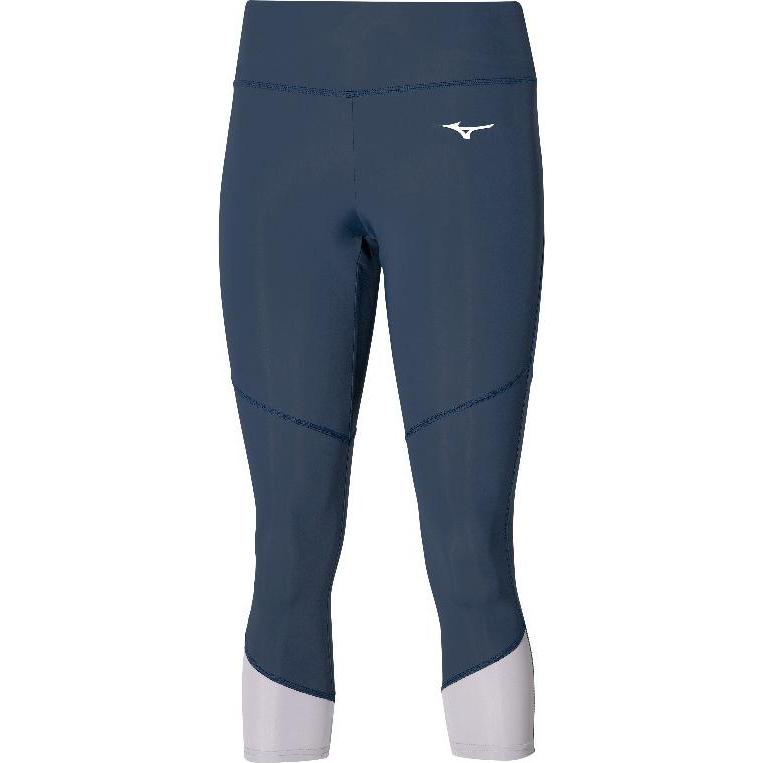 Mizuno, Damen, Tights, 3/4 leggings core impulse (XS), Blau, XS